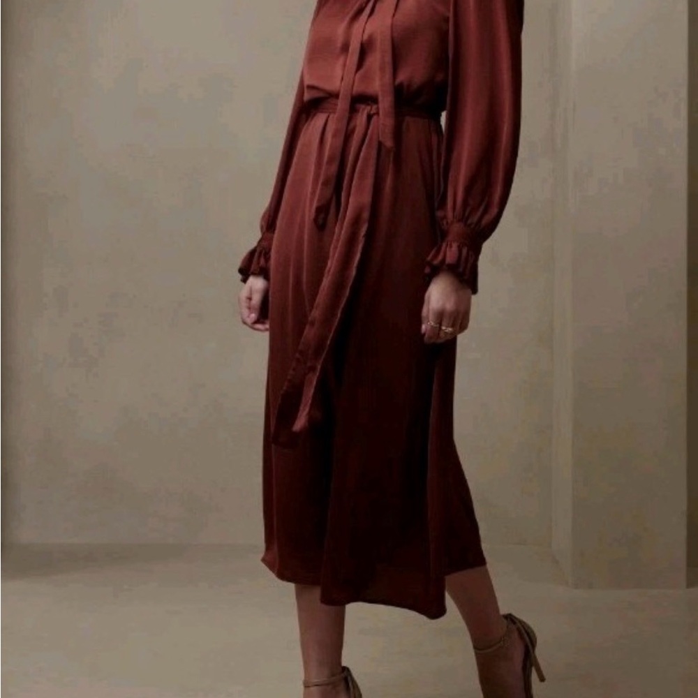Banana Republic silky rust midi dress size small